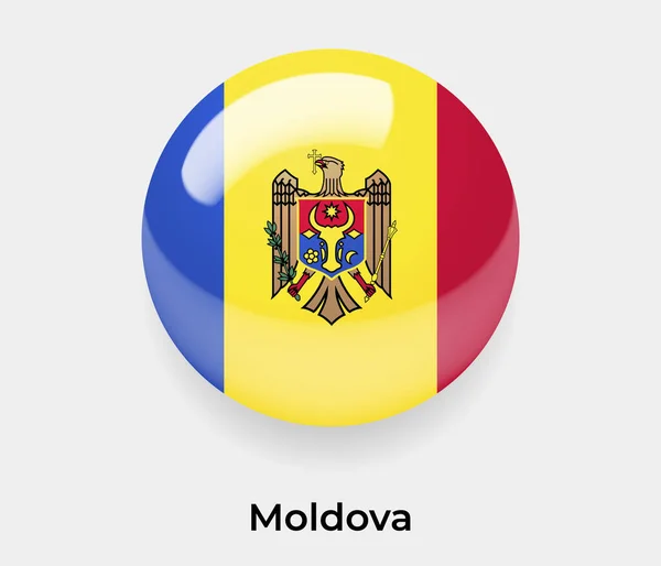 摩尔多瓦色彩艳丽的国旗圆圆的圆形图标矢量彩色玻璃 — 图库矢量图片