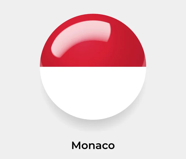 Monaco Glänzend Flagge Blasenkreis Rund Form Symbol Vektor Illustration Glas — Stockvektor