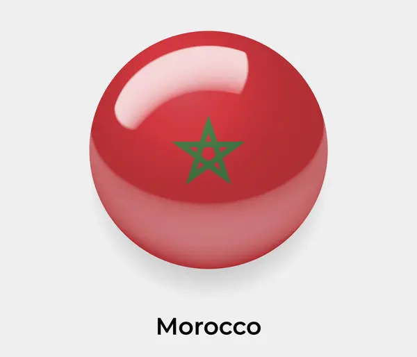 Marokko Glänzend Flagge Blasenkreis Rund Form Symbol Vektor Illustration Glas — Stockvektor