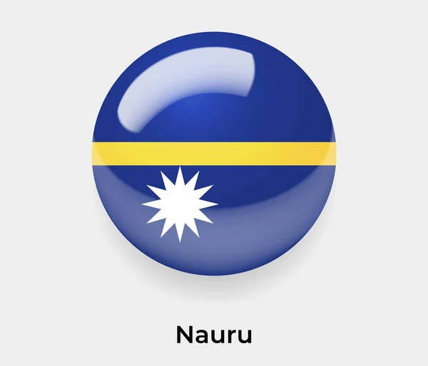 Nauru Brillante Bandera Burbuja Círculo Redondo Forma Icono Vector Ilustración — Archivo Imágenes Vectoriales