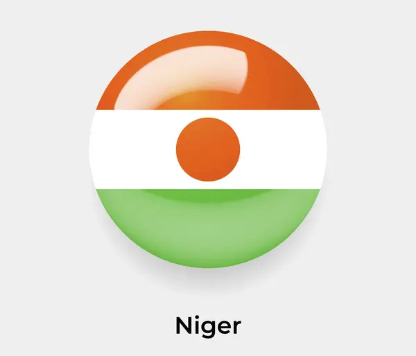 Γυαλιστερό Εικονογράφηση Διάνυσμα Εικονίδιο Στρογγυλό Σχήμα Φυσαλίδα Σημαία Του Νίγηρα — Διανυσματικό Αρχείο