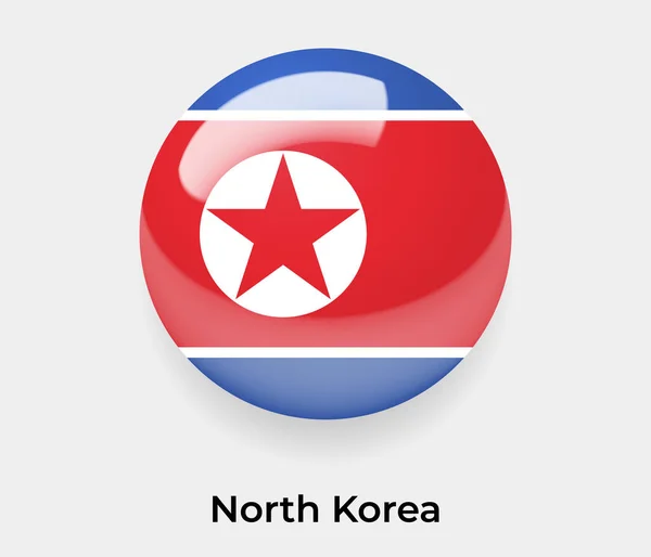 Corea Del Nord Lucido Bandiera Bolla Cerchio Forma Rotonda Icona — Vettoriale Stock