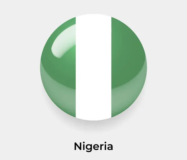 Nigeria Glänzend Flagge Blasenkreis Rund Form Symbol Vektor Illustration Glas — Stockvektor