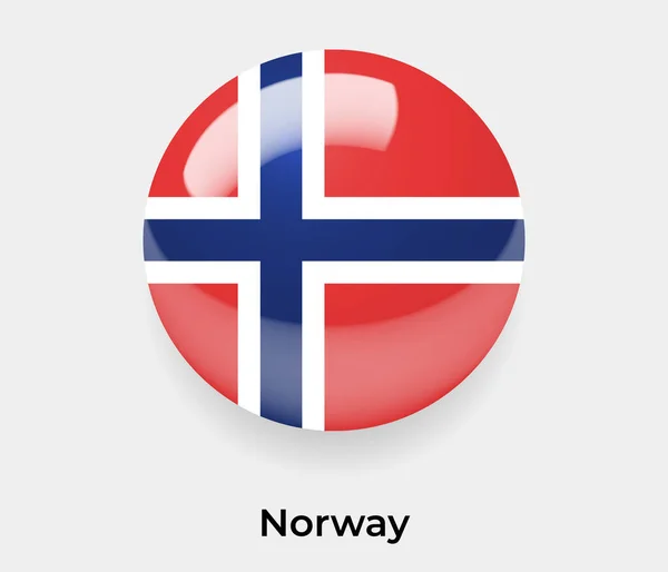 挪威色彩艳丽的国旗圆圆的圆形图标矢量彩色玻璃 — 图库矢量图片