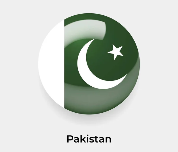 Pakistan Parlak Bayrak Yuvarlak Yuvarlak Şekil Vektör Illüstrasyon Camı — Stok Vektör