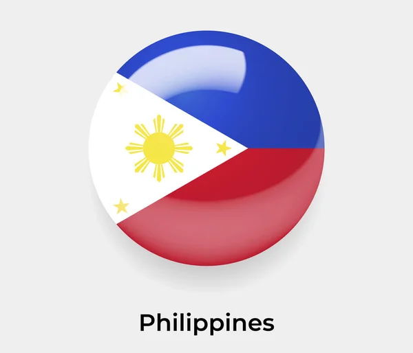 Filipinas Brilhante Bandeira Bolha Círculo Redondo Forma Ícone Vetor Ilustração — Vetor de Stock