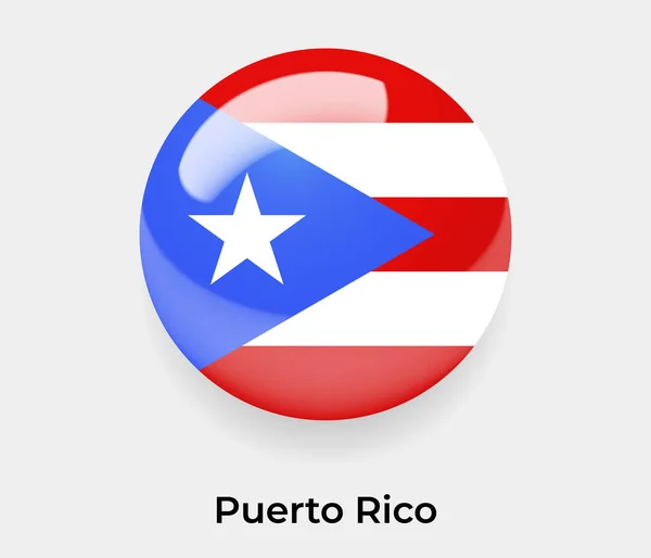 Porto Rico Drapeau Brillant Bulle Cercle Forme Ronde Icône Vectoriel — Image vectorielle