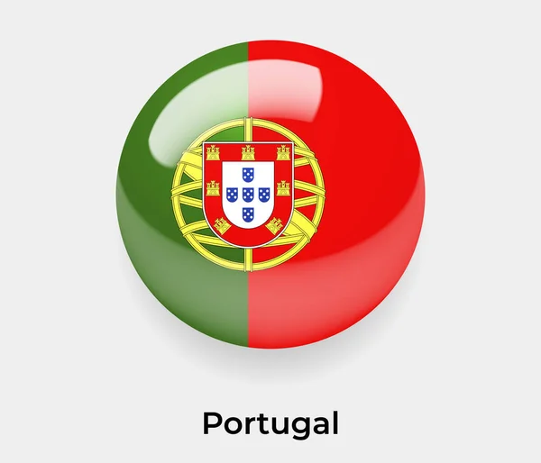 Portugal Glänzend Flagge Blasenkreis Rund Form Symbol Vektor Illustration Glas — Stockvektor
