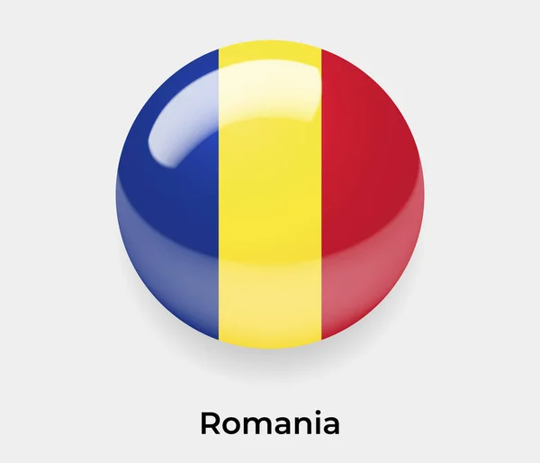 罗马尼亚色彩艳丽的国旗圆圆的圆形图标矢量彩色玻璃 — 图库矢量图片
