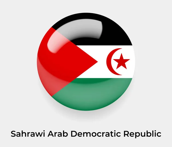 República Árabe Saharaui República Democrática Brillante Bandera Burbuja Círculo Redondo — Archivo Imágenes Vectoriales