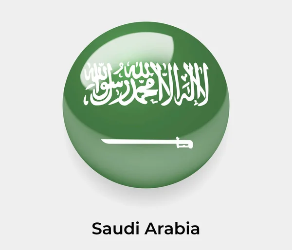 Блестящий Пузырь Флага Саудовской Аравии Круглая Форма Иконки Векторного Иллюстрационного — стоковый вектор