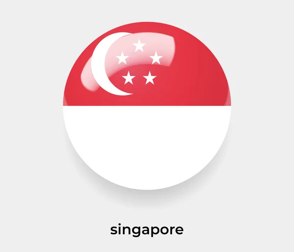 Singapore Glossy Flag Circle Circle Shape Ikon Vektor Illustration Glass - Stok Vektor