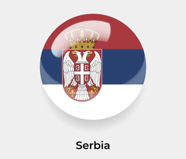 Serbien Glänzend Flagge Blasenkreis Rund Form Symbol Vektor Illustration Glas — Stockvektor