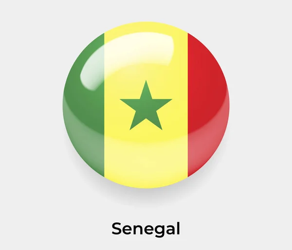 Senegal Glossy Flag Bubble Circle Shape Icon Vector Illustration Glass — Stock Vector