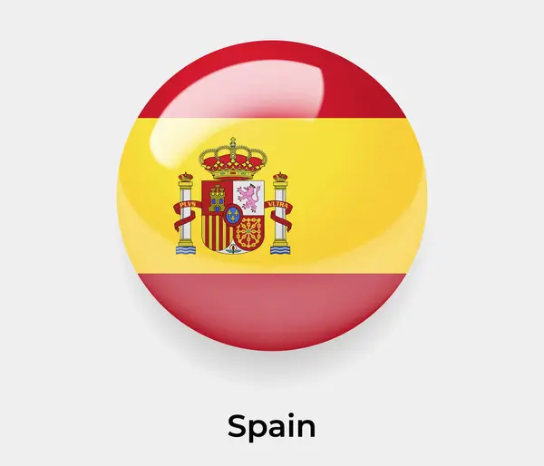 Іспанія Глянцевий Прапор Бульбашки Круглої Форми Значок Векторні Ілюстрації Скла — стоковий вектор