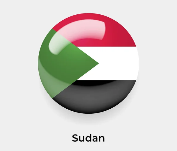 Sudan Γυαλιστερό Γυαλί Εικονογράφησης Διάνυσμα Εικονίδιο Στρογγυλό Σχήμα Φυσαλίδων Σημαία — Διανυσματικό Αρχείο
