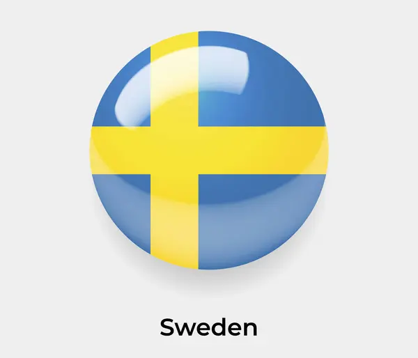 瑞典色彩艳丽的国旗圆圆的圆形图标矢量彩色玻璃 — 图库矢量图片