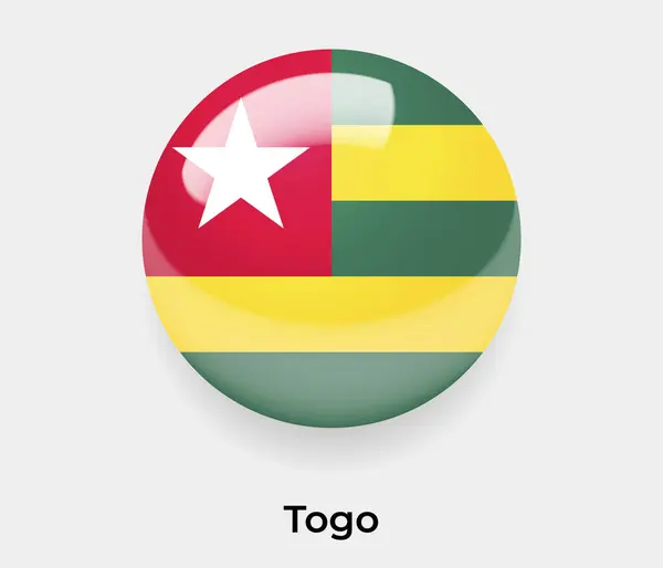 Togo Parlak Bayrak Yuvarlak Yuvarlak Şekil Vektör Illüstrasyon Camı — Stok Vektör