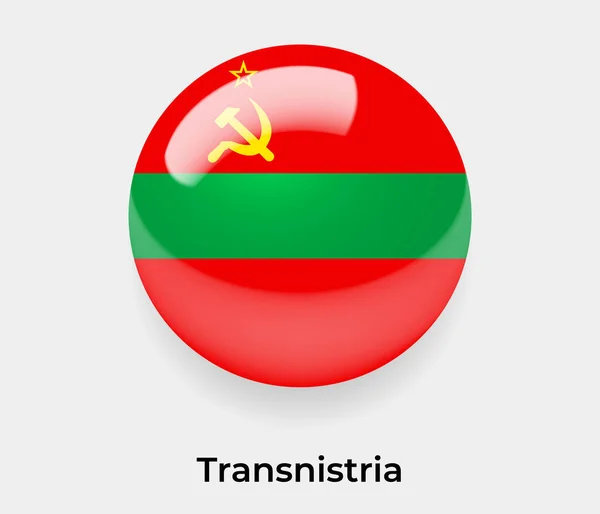 Transnistrien Glänzend Flagge Blasenkreis Rund Form Symbol Vektor Illustration Glas — Stockvektor