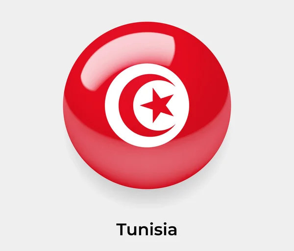 Τυνησία Γυαλιστερό Φούσκα Σημαία Κύκλο Στρογγυλό Σχήμα Εικονίδιο Διάνυσμα Εικονογράφηση — Διανυσματικό Αρχείο