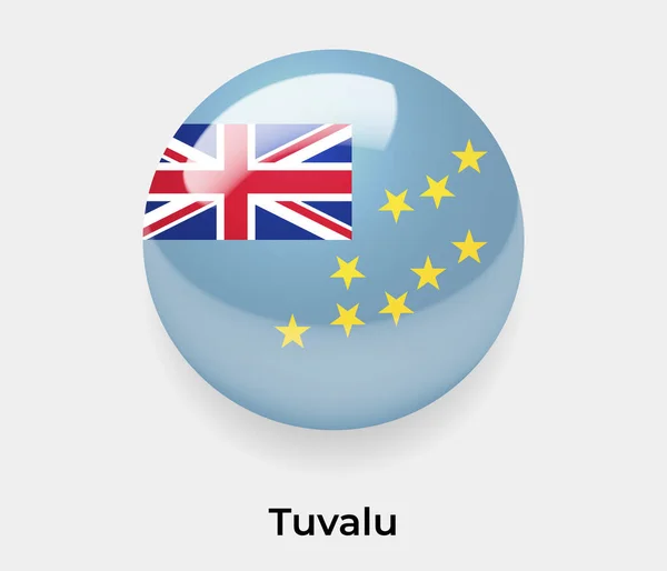 Tuvalu Błyszcząca Flaga Bańka Okrągły Kształt Ikona Wektor Ilustracja Szkło — Wektor stockowy