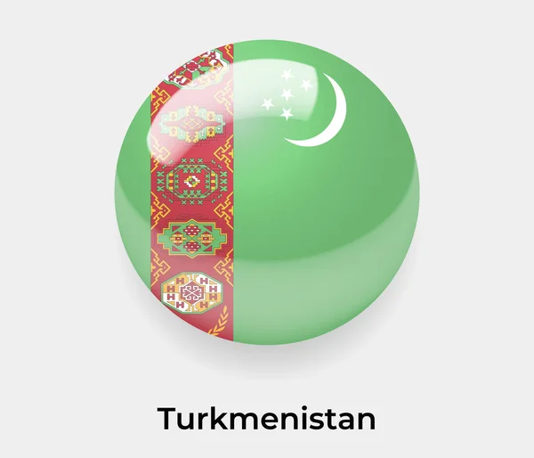 Türkmenistan Parlak Baloncuk Dairesi Yuvarlak Şekil Ikon Vektör Illüstrasyon Camı — Stok Vektör