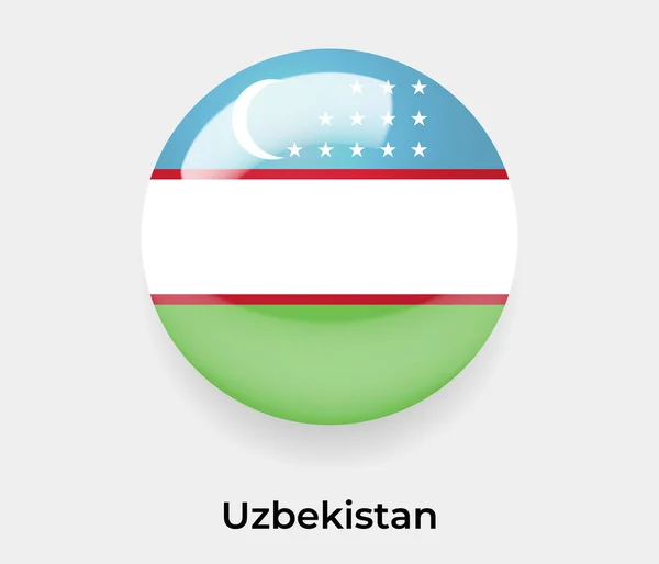 Uzbekistán Lesklá Vlajka Bublina Kruh Kruhový Tvar Ikona Vektor Ilustrační — Stockový vektor
