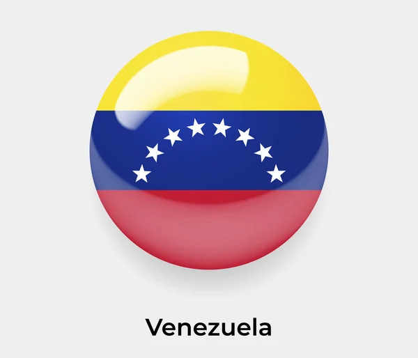 Venezuela Glänzend Flagge Blasenkreis Rund Form Symbol Vektor Illustration Glas — Stockvektor