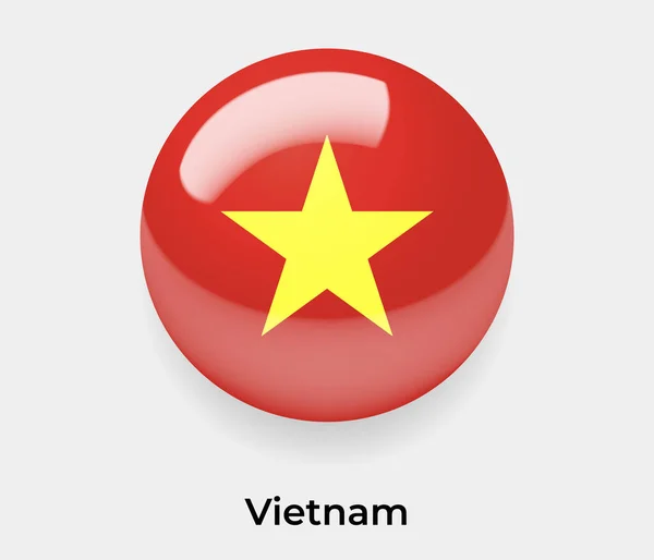 Vietnam Lesklá Vlajka Bublina Kruh Kruhový Tvar Ikona Vektor Ilustrační — Stockový vektor