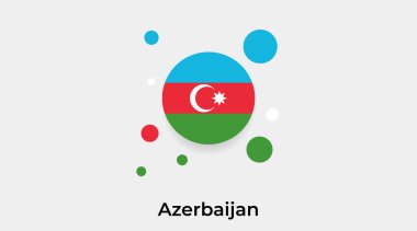 Azerbaycan bayrak balon dairesi yuvarlak şekil simgesi renkli vektör illüstrasyonu