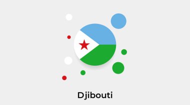 Cibuti bayrak balon dairesi yuvarlak şekil simgesi renkli çizim