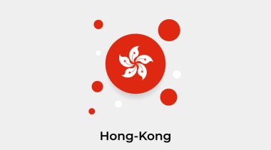 Hong Kong bayrak baloncuk daire yuvarlak şekil simgesi renkli vektör illüstrasyonu