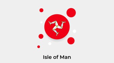 Man Adası bayraklı balon dairesi yuvarlak şekil simgesi renkli vektör illüstrasyonu