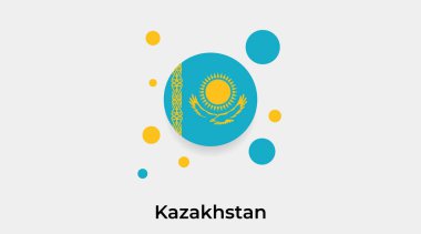 Kazakistan bayrak balon dairesi yuvarlak şekil simgesi renkli vektör illüstrasyonu