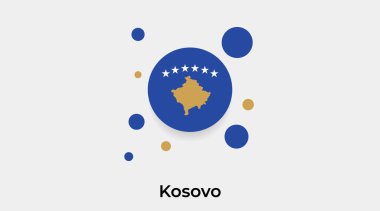 Kosova bayrak balon dairesi yuvarlak şekil simgesi renkli vektör illüstrasyonu