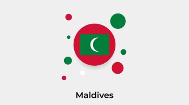 Maldivler bayrak baloncuk daire yuvarlak şekil simgesi renkli vektör illüstrasyonu