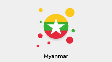 Myanmar bayrak yuvarlak yuvarlak şekil simgesi renkli vektör illüstrasyonu