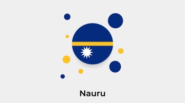 Nauru bayrak yuvarlak yuvarlak şekil simgesi renkli vektör illüstrasyonu