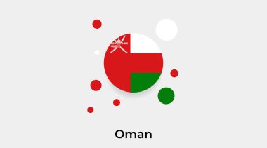 Umman bayrağı yuvarlak şekil ikonu renkli vektör illüstrasyonu