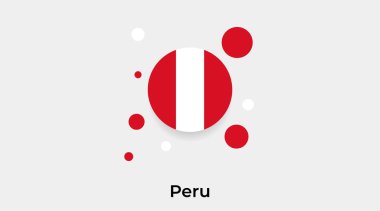 Peru bayrağı yuvarlak şekil ikonu renkli vektör illüstrasyonuName