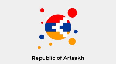 Artsakh Cumhuriyeti bayraklı balon çemberi yuvarlak şekil simgesi renkli vektör illüstrasyonu