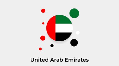 Birleşik Arap Emirlikleri bayrak baloncuk dairesi yuvarlak şekil simgesi renkli illüstrasyon