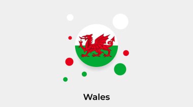 Galler bayrak baloncuk dairesi yuvarlak şekil simgesi renkli vektör çizimi