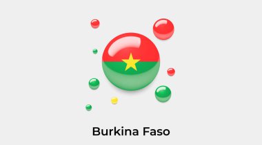 Burkina Faso bayrak baloncuk dairesi yuvarlak şekil simgesi renkli vektör illüstrasyonu    