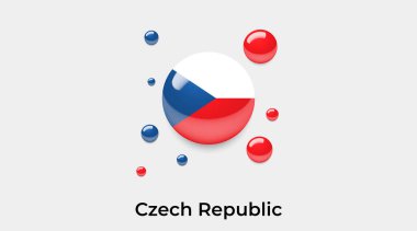 Çek Cumhuriyeti bayraklı balon dairesi yuvarlak şekil simgesi renkli vektör illüstrasyonu    