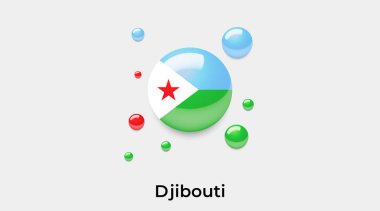 Cibuti bayrak balon dairesi yuvarlak şekil simgesi renkli çizim    