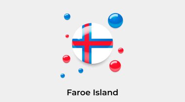 Faroe Adası bayrak baloncuk dairesi yuvarlak şekil simgesi renkli vektör illüstrasyonu    
