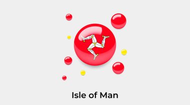 Man Adası bayraklı balon dairesi yuvarlak şekil simgesi renkli vektör illüstrasyonu         