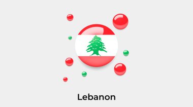 Lübnan bayrağı yuvarlak şekil ikonu renkli vektör illüstrasyonuName         