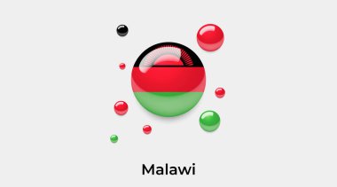 Malawi bayrak baloncuk daire yuvarlak şekil simgesi renkli vektör illüstrasyonu         